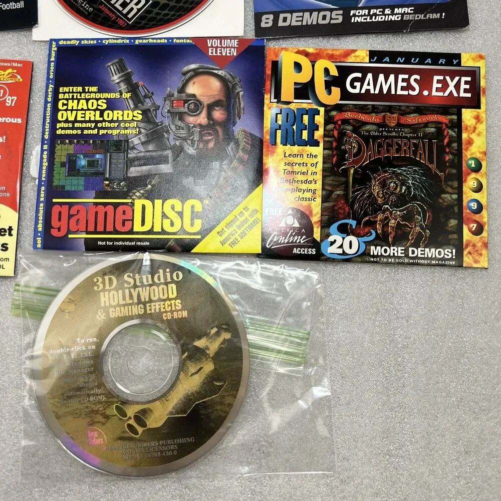 10 Vtg 90s Demos PC Gamer Disc Retro LucasArts TIE Fighter Windows 95 Software